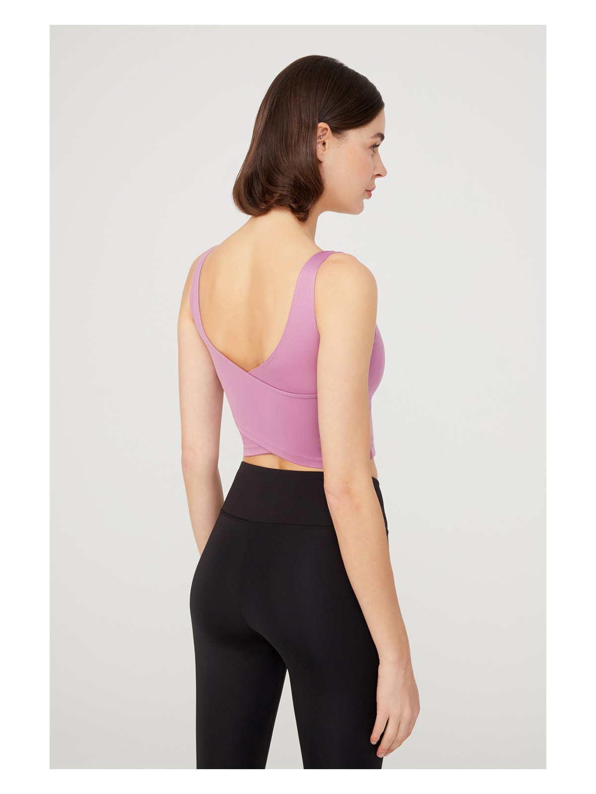 Los Ojos Lacivert Hafif Destekli Sırt Detaylı Kaplı Crop Top Spor Büstiyer - Görsel 4