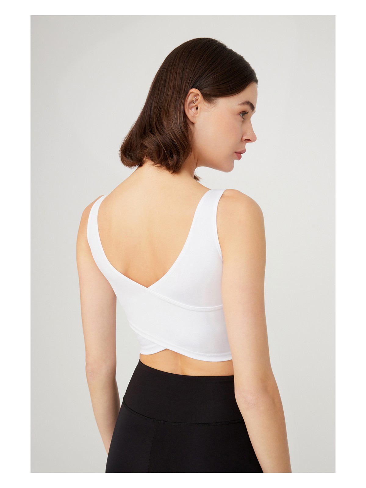 Los Ojos Lacivert Hafif Destekli Sırt Detaylı Kaplı Crop Top Spor Büstiyer - Görsel 5