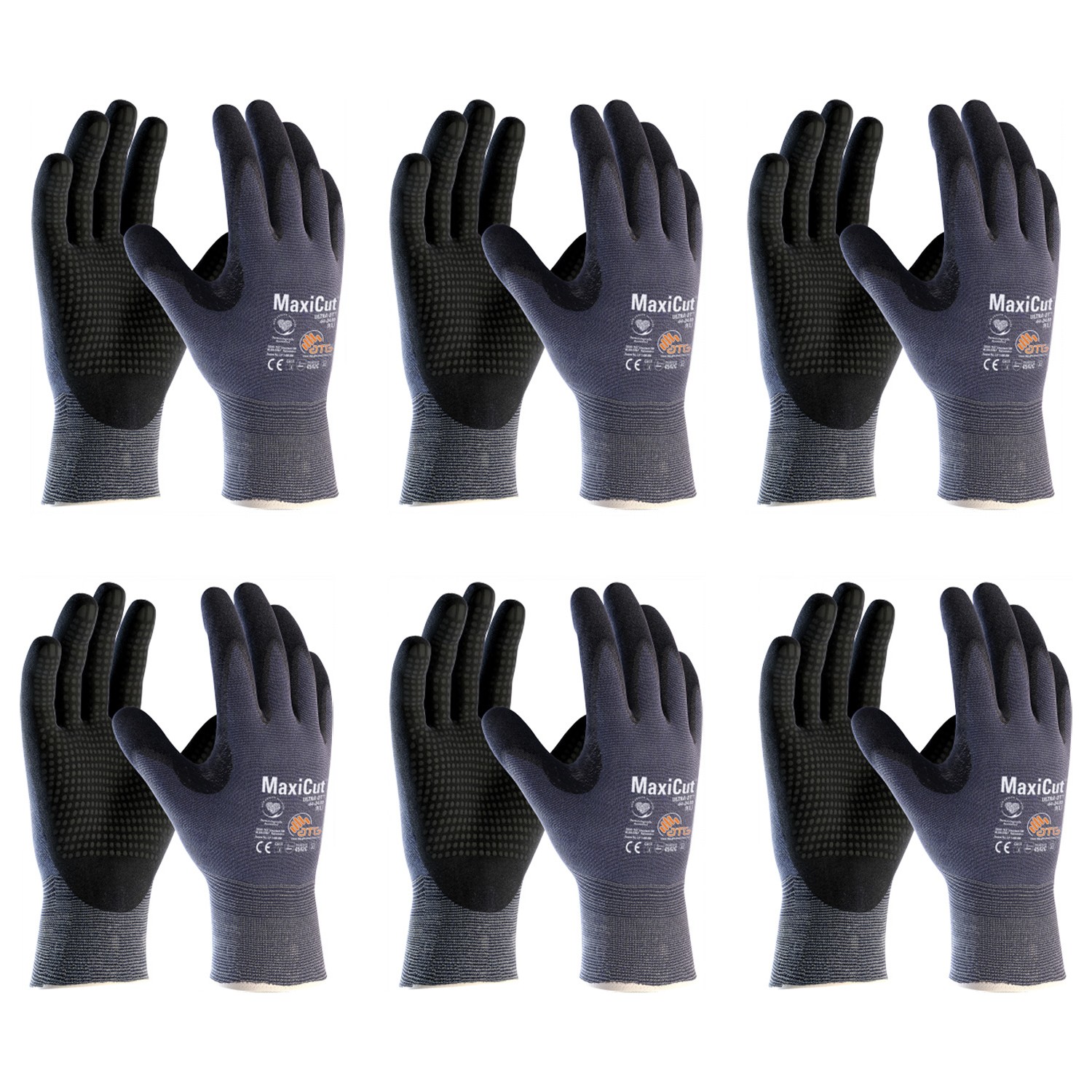 ATG MaxiCut Ultra DT Blue Cut Resistant Gloves – 3/4 Dip Nitrile Microfoam Dot Grip, Size A3 Blue XL - View #9