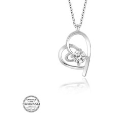 Gumush Swarovski Taşlı Gümüş Kalp Kadın Kolye