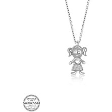 Gumush Swarovski Taşlı Gümüş Kız Çocuk Kadın Kolye