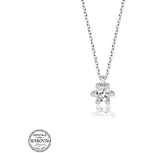 Gumush Swarovski Taşlı Gümüş Tektaş Kadın Kolye