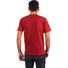 ESERIS Eser - V Yaka Kısa Kol Penye Iş Tişörtü - Cepli - Bordo