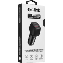 S-Link SL-AC51PD 36W Pd 3.0 Lightining 3.4A Hızlı Şarj Pd 18 W+Usb Qc 3.0 Siyah Araç Şarj Cihazı