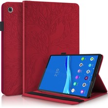 VShop Lenovo Tab M10 Plus Için Stand ve Kalem Yuvalı Deri Kılıf --- Kırmızı (Yurt Dışından)