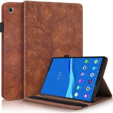 VShop Lenovo Tab M10 Plus Için Stand ve Kalem Yuvalı Deri Kılıf --- Kahverengi (Yurt Dışından)