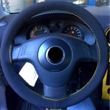 Gürler Oto Aksesuar Alkantra Dikmeli Direksiyon Kılıfı Sarı Ipli