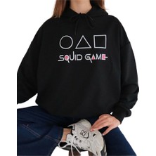 NO 601 Unisex Squidgame Yazı Baskılı Sweatshirt Siyah