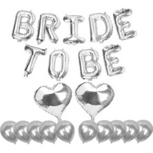 Dipak Gümüş Renk Bride To Be Yazılı Balon Seti