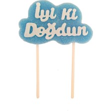 Dipak Mavi Renk Iyiki Doğdun Yazılı Pasta Üstü Mum
