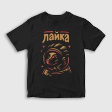 Presmono Unisex Çocuk Siyah Layka CCCP Sovyetler Birliği T-Shirt