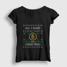 Presmono Kadın Siyah Bitcoin For Christmas Yılbaşı T-Shirt