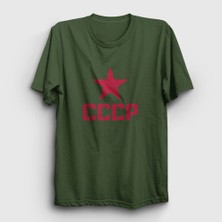 Presmono Unisex Haki Red CCCP Sovyetler Birliği T-Shirt