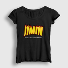 Presmono Kadın Siyah Thrasher K Pop Jimin Bts T-Shirt