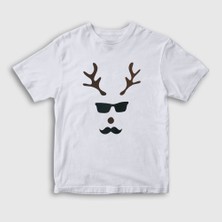 Presmono Unisex Çocuk Beyaz Male Deer Yılbaşı T-Shirt