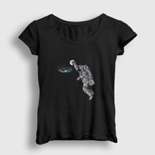 Presmono Kadın Siyah Basketball Astronaut Space Astronot Uzay T-Shirt
