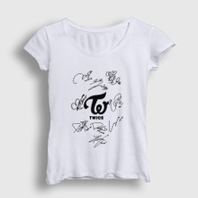Presmono Kadın Beyaz Signs K-Pop Twice T-Shirt