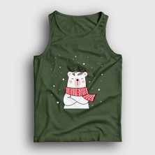 Presmono Unisex Haki Polar Bear Kutup Ayısı Yılbaşı Atlet