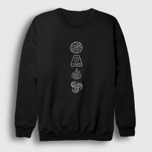 Presmono Unisex Siyah Symbols V2 Anime Avatar The Last Airbender Sweatshirt