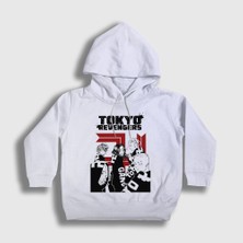 Presmono Unisex Çocuk Beyaz Gang V2 Anime Tokyo Revengers Kapüşonlu Sweatshirt