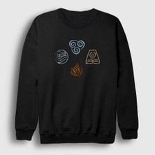 Presmono Unisex Siyah Symbols Anime Avatar The Last Airbender Sweatshirt