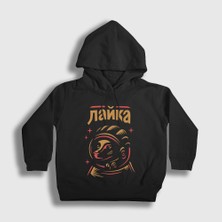 Presmono Unisex Çocuk Siyah Layka CCCP Sovyetler Birliği Kapüşonlu Sweatshirt