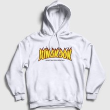 Presmono Unisex Beyaz Thrasher K Pop Jungkook Bts Kapüşonlu Sweatshirt