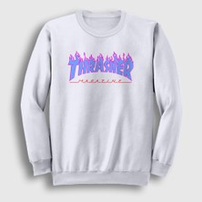 Presmono Unisex Beyaz Logo V2 Thrasher Sweatshirt