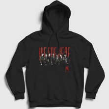 Presmono Unisex Siyah We Are Here K-Pop Monsta X Kapüşonlu Sweatshirt