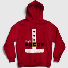 Presmono Unisex Kırmızı Kostüm Noel Baba Santa Claus Yılbaşı Kapüşonlu Sweatshirt