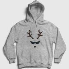 Presmono Unisex Gri Female Deer Yılbaşı Kapüşonlu Sweatshirt