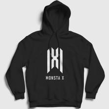 Presmono Unisex Siyah Logo K-Pop Monsta X Kapüşonlu Sweatshirt