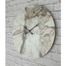 Markakanvas Mermer Desenli ,çizgi Rakamlı Duvar Saati Çap 50 cm