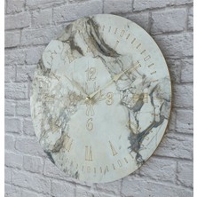 Markakanvas Mermer Desenli ,çizgi Rakamlı Duvar Saati Çap 50 cm