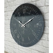 Markakanvas Mermer Desenli ,çizgi Rakamlı Duvar Saati Çap 50 cm