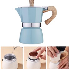 Klasik Stovetop Espresso Maker Espresso Kupası Moka Pot Gölü Mavi 150ML(Yurt Dışından)