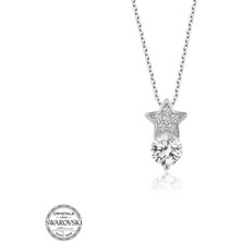 Gumush Swarovski Taşlı Gümüş Yıldız Tektaş Kadın Kolye