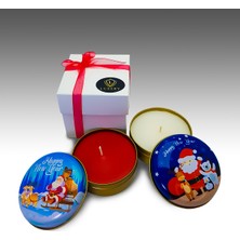 Luxery Candle Yeni Yıl Noel Kokulu Yılbaşı Teneke Mum 2'li Set Hediye Paketi M1