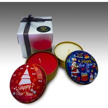 Luxery Candle Yeni Yıl Noel Kokulu Yılbaşı Teneke Mum 2'li Set Hediye Paketi M5