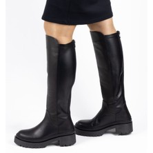 TwoEgoist Kadın Hakiki Deri Geniş Konçlu Streç Çizme