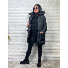 Butik Ponçik Kaüşonlu Ara Boy Içi Astarlı Torba Cepli Şişme Mont