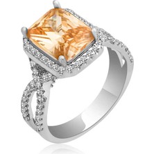 Gumush Gümüş Baget Kare Bayan Yüzük