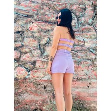 Butik Ponçik Bershka Model Lila Şort Etek