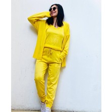 Butik Ponçik 3'lü Sarı Rengi Cepli Triko Takım