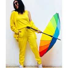 Butik Ponçik 3'lü Sarı Rengi Cepli Triko Takım