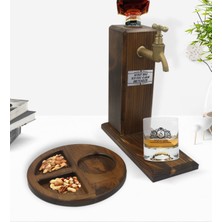 BK Kişiye Özel Isimli Viski Bardağı & Ahşap Içki Standı & Ahşap Sunum Tabağı Çerezlik Hediye Seti-13
