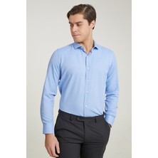 Twn Slim Fit Mavi Armürlü Gömlek 8EF022103288M