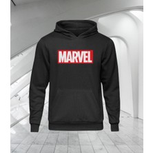 Amor Man Marvel Dijital Baskılı Kapüşonlu 4 Iplik Çok Kalın Tam Kışlık Pamuk Dokuma Oversize Erkek Trend Sweatshirt