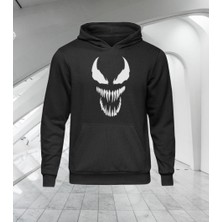 Amor Man Venom Dijital Baskılı Kapüşonlu 4 Iplik Çok Kalın Tam Kışlık Oversize Kapüşonlu Trend Erkek Sweatshirt