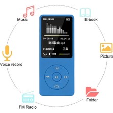 Sunsky LCD Ekran Fm Radyo Video Oyunları Film Mp3 Mp4 Player, 8gb Mavi